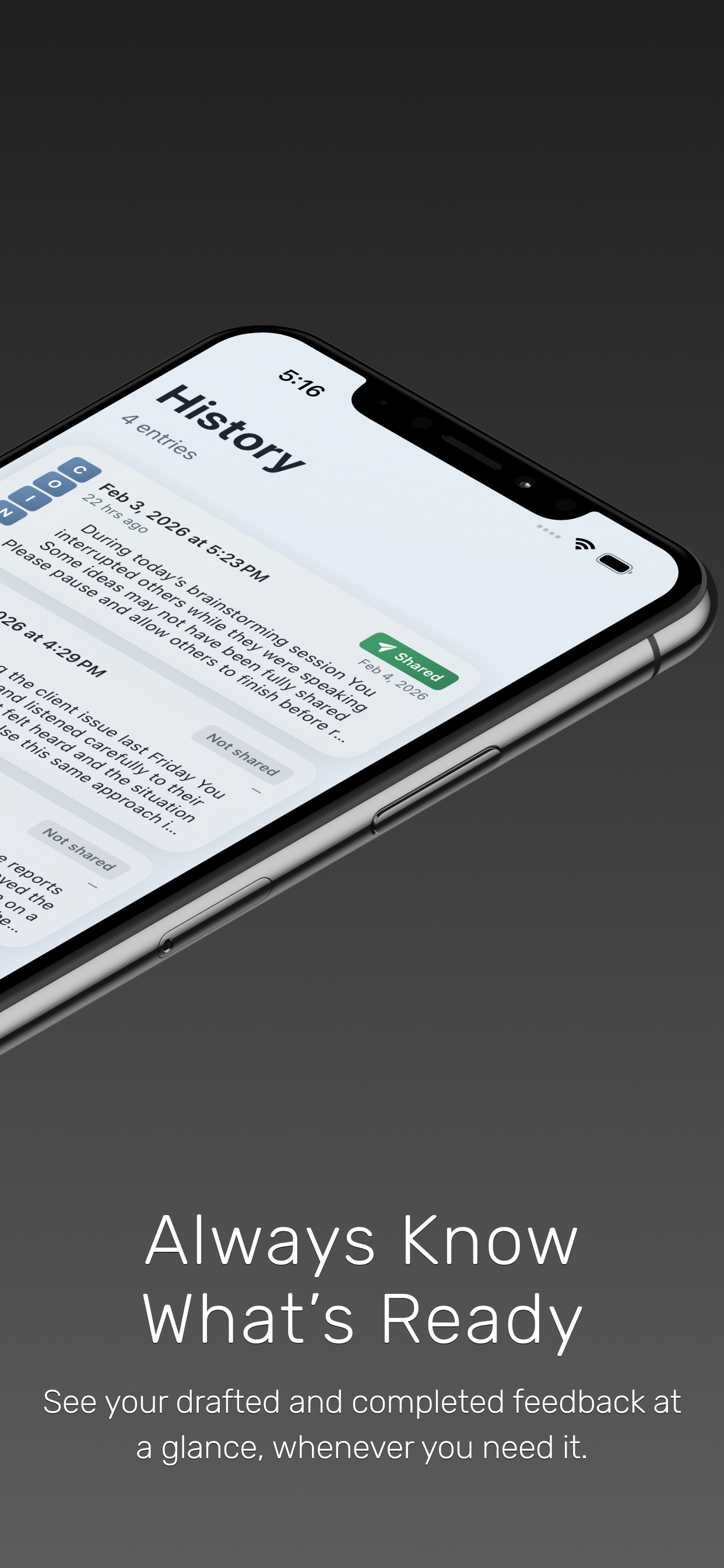COIN Feedback screen 2